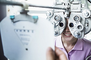 woman getting her annual vision exam