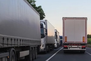 commercial trucks in the road