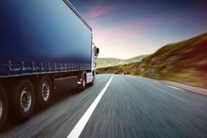 fast moving truck in highway