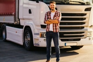 truck driver standing with truck