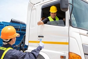 truck driver showing thumbsup