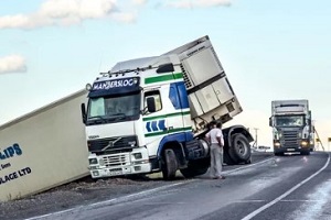 truck got offroad due to accident