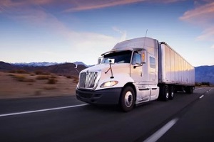 truck with trailer in highway