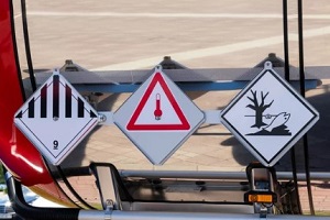 hazard material sign on truck