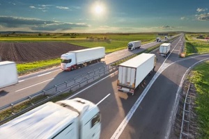 trucks moving in highway