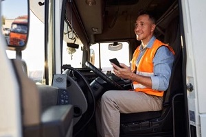 happy truck driver