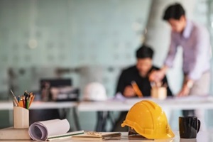 business engineer contractor who contracts to supplies consulting about working their job at construction site office headquarters