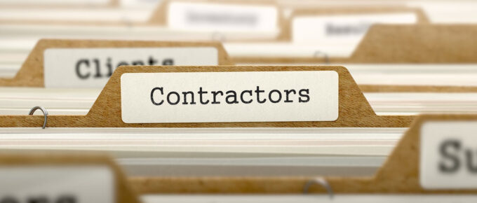contractors concept with word on folder