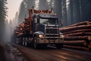 logging truck fully loaded with timber