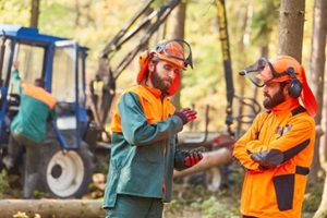 lumberjacks are planning the logging in the forest