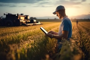 business farmer use technology to monitoring in farm using technology of big data