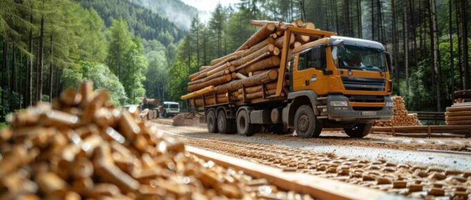 timber truck transports timber from the forest