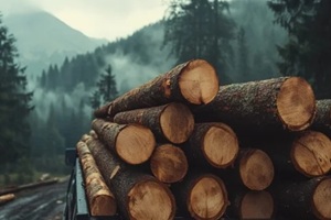 wood logs loaded on a log truck