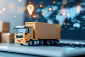 logistics and supply chain concept with delivery truck