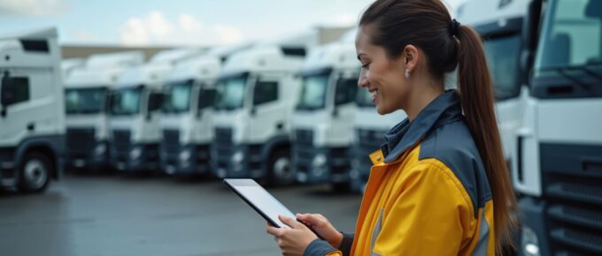 specialist controls fleet of trucks routes using tablet