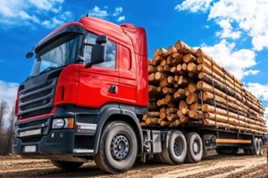 truck loading logs