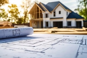 house construction plans and new home under construction