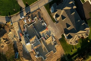 drone view of a residential construction