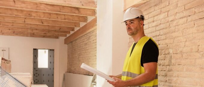 male construction worker in safety vest